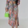 Tribal Print On-trend Lace-Up Dress Suit