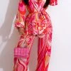 Tribal Floral Print Retro Pant Suit Three Pieces