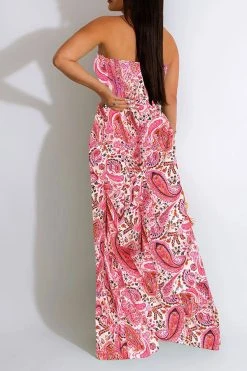 Leaf Print Strap Shirred Urban Wide Leg Jumpsuit -Clothing-PrettyTina H23030755 RE 2