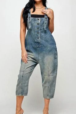 Gradient Casual Suspender Denim Jumpsuit -Clothing-PrettyTina H23030763 BL 1