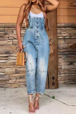 Gradient Casual Suspender Denim Jumpsuit -Clothing-PrettyTina H23030763 LB 3