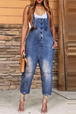 Gradient Casual Suspender Denim Jumpsuit -Clothing-PrettyTina H23030763 NB 1