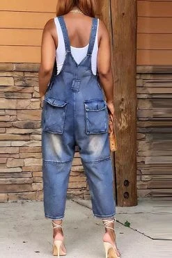 Gradient Casual Suspender Denim Jumpsuit -Clothing-PrettyTina H23030763 NB 3