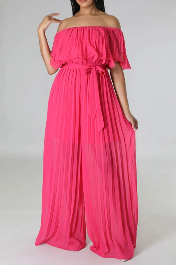 Solid Color Classic Layered Pleated Jumpsuit With Belt 1 Solid Color Classic Layered Pleated Jumpsuit With Belt