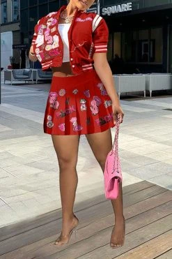 Cartoon Print Preppy Pleated Dress Suit -Clothing-PrettyTina H23030797 RE 2 75803d67 1bc8 4e86 aa78 ed416f8adb1d