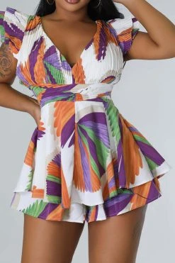 Leaf Print Cute Strappy Back Layered Ruffle Romper -Clothing-PrettyTina H23032086 RT 1 087d384a c486 434a bc62 228f4c82390d