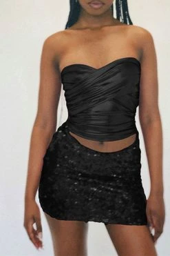 Metallic Hot Strappy Sequined Dress Suit -Clothing-PrettyTina H23041995 BK 1