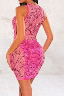 Rhinestone Glittery Cutout O-Ring Decor Mini Dress -Clothing-PrettyTina H23042448 PI 3