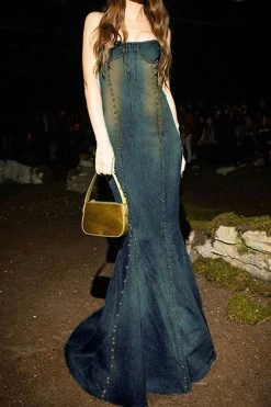 Rivet Design Glamorous Denim Fishtail Maxi Dress -Clothing-PrettyTina H23042776 BL 4