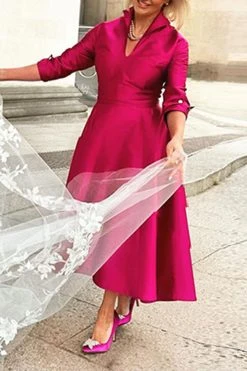 Solid Color Undeniable Swing Midi Dress -Clothing-PrettyTina H23050494 RR 4