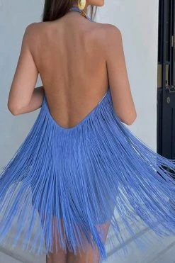 Solid Color Feminine Backless Tassel Mini Dress 13 Solid Color Feminine Backless Tassel Mini Dress -Clothing-PrettyTina H23050503 BL 6