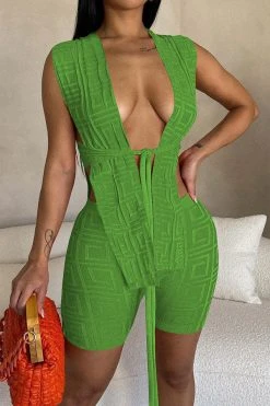 Towel Texture Kitsch Lace-Up Irregular Pant Suit 15 Towel Texture Kitsch Lace-Up Irregular Pant Suit -Clothing-PrettyTina H23050532 GR 1