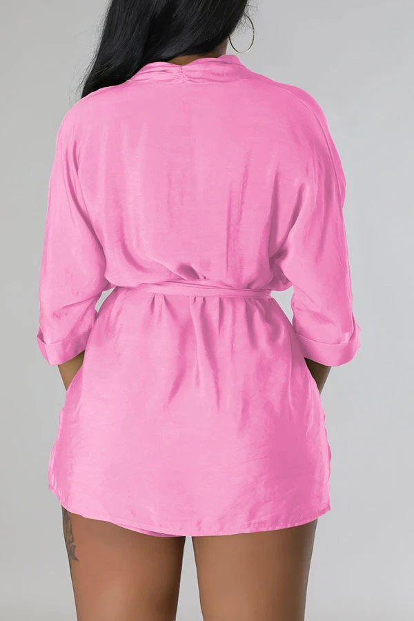 Solid Color Casual Lace-Up Pant Suit 2 Solid Color Casual Lace-Up Pant Suit - Image 2