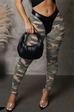 Camouflage Party Tie Front PU Patchwork Pant Suit -Clothing-PrettyTina H23051015 CF 3