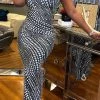 Rhinestone Print Unusual One Shoulder Maxi Dress