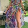 Paisley Print Rhinestone Trim Tropical Backless Three Pieces