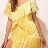Solid Color Modern Tassel Tiered Mini Dress