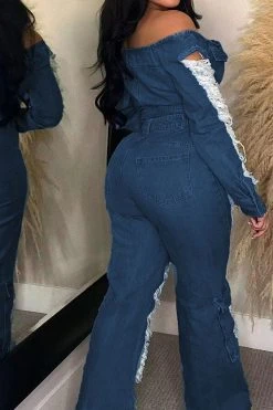 Ripped Burrs On-trend Multi Pocket Jeans -Clothing-PrettyTina H23051867 NB 2