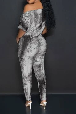 Denim Print Smart Drawstring Jumpsuit -Clothing-PrettyTina H23060263 BK 3