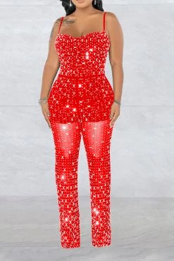 Crystal Glitter Modern See-Through Jumpsuit -Clothing-PrettyTina H23060265 RE 1