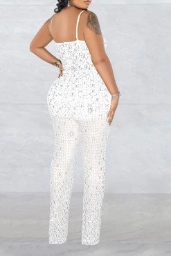 Crystal Glitter Modern See-Through Jumpsuit -Clothing-PrettyTina H23060265 WH 2