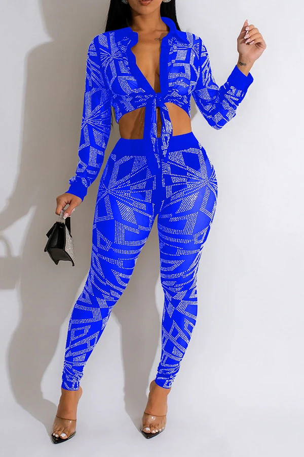 Patchwork Rhinestone Flattering See-Through Pant Suit 3 Patchwork Rhinestone Flattering See-Through Pant Suit - Image 3