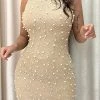 Beaded & Rhinestone Decor Classic Mini Dress