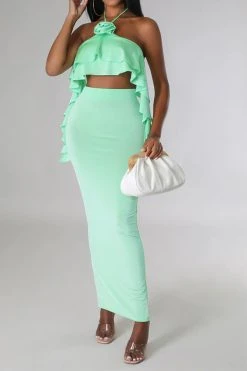 3D Rose Decor Ribbons Glamorous Skirt Suit 10 3D Rose Decor Ribbons Glamorous Skirt Suit -Clothing-PrettyTina H23060925 GR 1