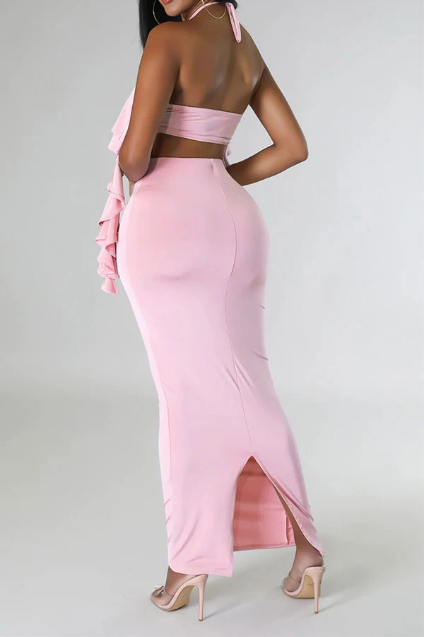 3D Rose Decor Ribbons Glamorous Skirt Suit 2 3D Rose Decor Ribbons Glamorous Skirt Suit - Image 2