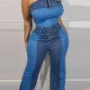 Color Block Modern Belted Design Jumpsuit