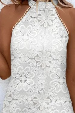 Lace Stunning Halter Collar Mini Dress -Clothing-PrettyTina H23062596 WH 3