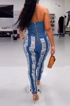 Halter Collar Ripped Stylish Denim Jumpsuit -Clothing-PrettyTina H23070470 BL 3