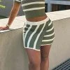 Striped Urban Irregular Knitted Skirt Suit