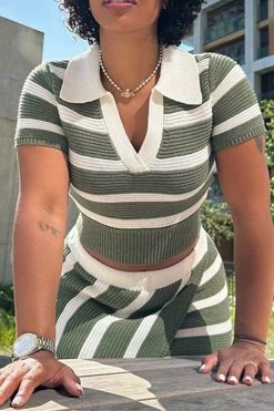 Striped Urban Irregular Knitted Skirt Suit 7 Striped Urban Irregular Knitted Skirt Suit -Clothing-PrettyTina H23070730 GR 3