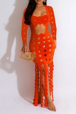 3D Round Leaves Hollow-Out Flirty Tassel Midi Dress 14 3D Round Leaves Hollow-Out Flirty Tassel Midi Dress -Clothing-PrettyTina H23071365 RE 1