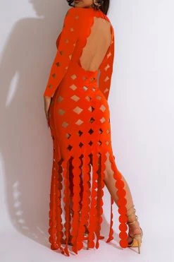 3D Round Leaves Hollow-Out Flirty Tassel Midi Dress 15 3D Round Leaves Hollow-Out Flirty Tassel Midi Dress -Clothing-PrettyTina H23071365 RE 2