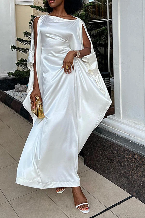 Solid Color Whimsical Split Sleeve Maxi Dress 2 Solid Color Whimsical Split Sleeve Maxi Dress - Image 2