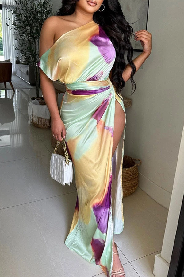 Tie Dye Pretty High Split Asymmetric Maxi Dress 1 Tie Dye Pretty High Split Asymmetric Maxi Dress