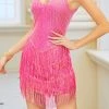 Sequined Rocking Tassel Irregular Mini Dress