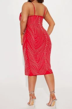 Patchwork Rhinestone Party A-Line Midi Dress 10 Patchwork Rhinestone Party A-Line Midi Dress -Clothing-PrettyTina H23072058 RE 4