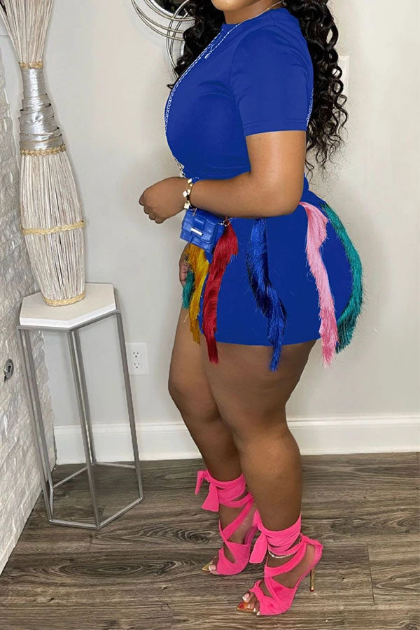 Patchwork Colorful Tassel Drawstring Pant Suit 7 Patchwork Colorful Tassel Drawstring Pant Suit - Image 7