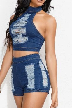 Ripped On-trend Denim Pant Suit -Clothing-PrettyTina H23072150 NB 5