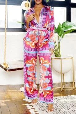 Tribal Print Patchwork Laid Back Pant Suit