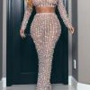 Crystal Glitter Striking See-Through Dress Suit