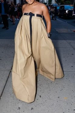 Solid Color Whimsical Wide Leg Jumpsuit With Belt