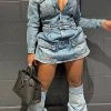 Blue On-trend Multi Pocket Denim Mini Dress