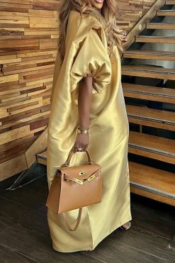 Solid Color Glamorous High Split Maxi Dress -Clothing-PrettyTina HP2306077 YE 3