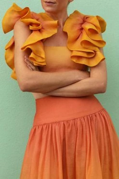 Stringy Selvedge Shoulder Romantic Gradient Skirt Suit -Clothing-PrettyTina HP2307202 OR 2