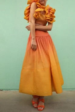 Stringy Selvedge Shoulder Romantic Gradient Skirt Suit -Clothing-PrettyTina HP2307202 OR 3