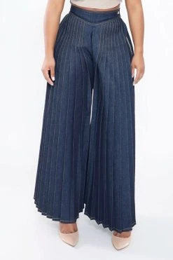 Solid Color Versatile Pleated Wide Leg Jeans -Clothing-PrettyTina HP2308307 NB 3